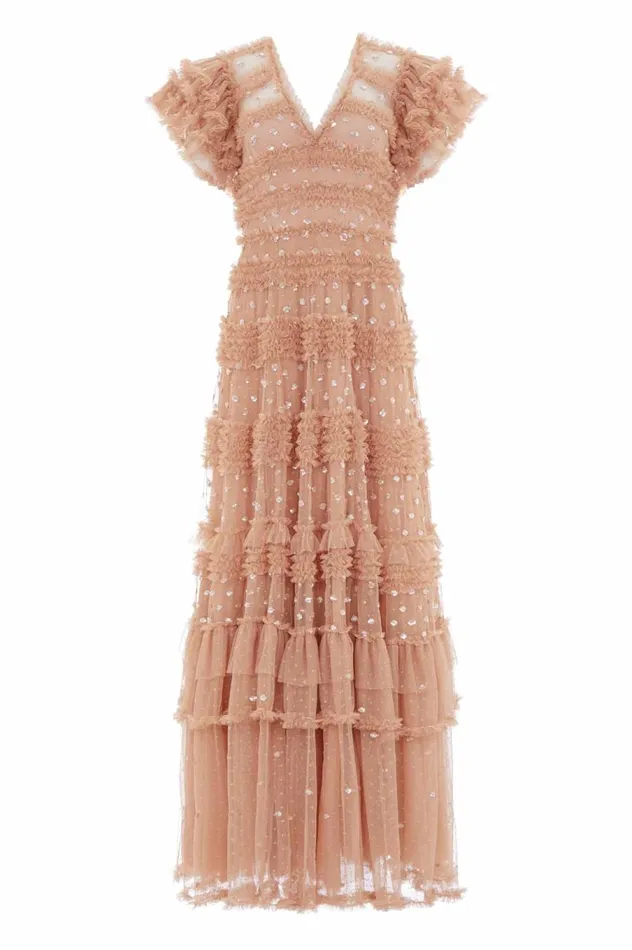 Women Embellished Dresses Needle and Thread Vivian VNeck Gown Beige Women Embellished Dresses Needle and Thread Vivian VNeck Gown Beige