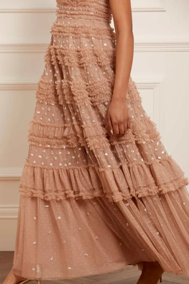 Women Embellished Dresses Needle and Thread Vivian VNeck Gown Beige Women Embellished Dresses Needle and Thread Vivian VNeck Gown Beige