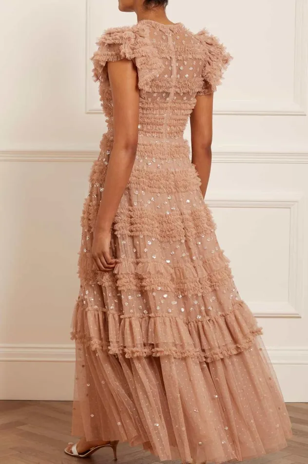 Women Embellished Dresses Needle and Thread Vivian VNeck Gown Beige Women Embellished Dresses Needle and Thread Vivian VNeck Gown Beige