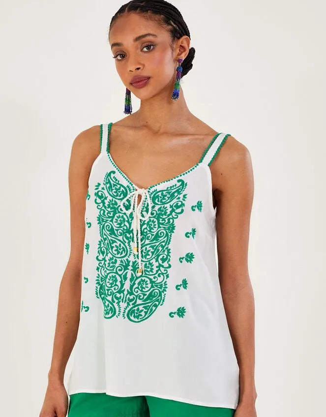 Women Embroidered Cami Top Green Monsoon Tops and Blouses