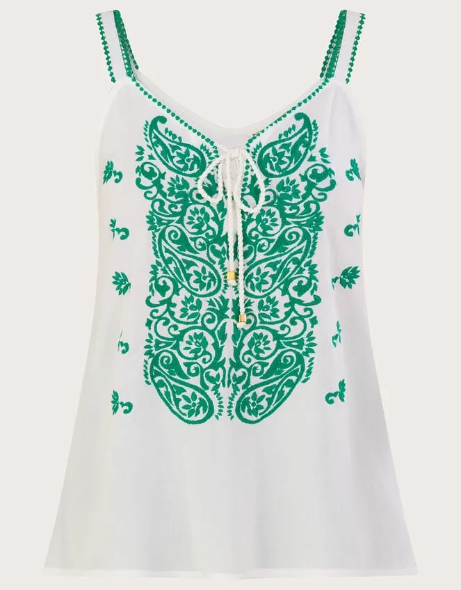 Women Embroidered Cami Top Green Monsoon Tops and Blouses