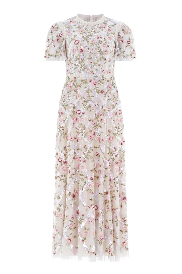 Women Embroidered Dresses Needle and Thread Athena Rose Ankle Gown Champagne Women Embroidered Dresses Needle and Thread Athena Rose Ankle Gown Champagne