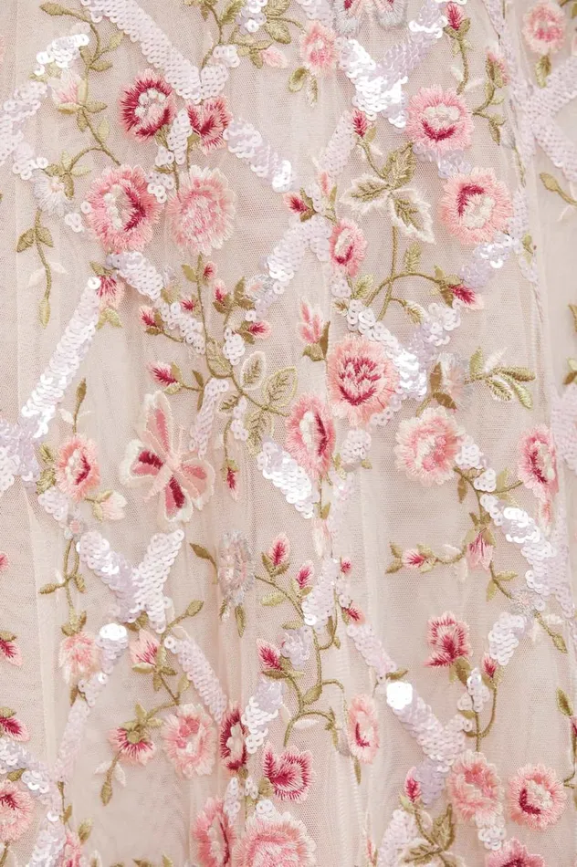 Women Embroidered Dresses Needle and Thread Athena Rose Ankle Gown Champagne Women Embroidered Dresses Needle and Thread Athena Rose Ankle Gown Champagne