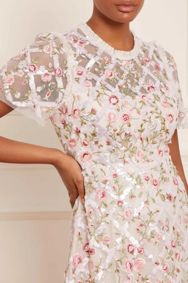 Women Embroidered Dresses Needle and Thread Athena Rose Ankle Gown Champagne Women Embroidered Dresses Needle and Thread Athena Rose Ankle Gown Champagne