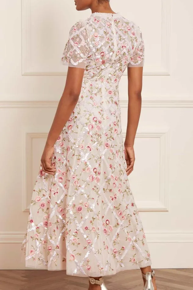 Women Embroidered Dresses Needle and Thread Athena Rose Ankle Gown Champagne Women Embroidered Dresses Needle and Thread Athena Rose Ankle Gown Champagne