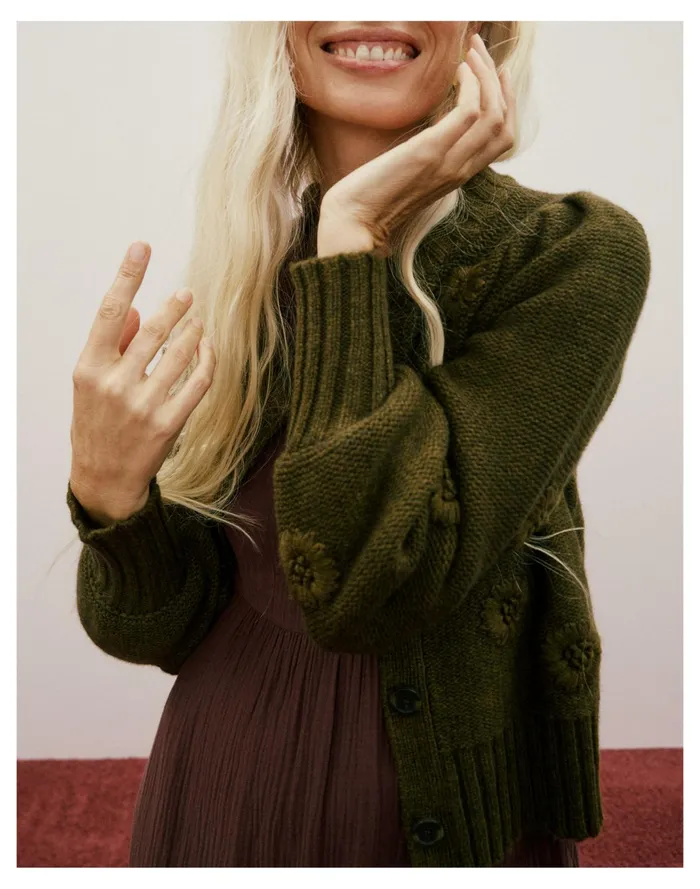 Women Embroidered Edencroft Pleat Sleeve Cardigan Sweater Heather Spinach Madewell Sweaters Women Embroidered Edencroft Pleat Sleeve Cardigan Sweater Heather Spinach Madewell Sweaters