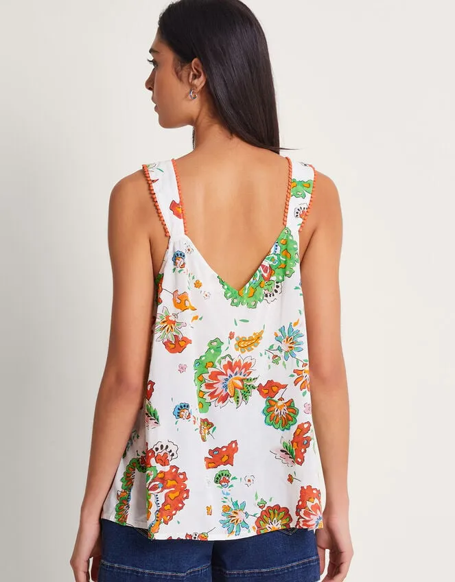 Women Embroidered Print Cami Ivory Monsoon Tops and Blouses