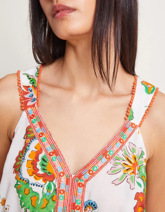 Women Embroidered Print Cami Ivory Monsoon Tops and Blouses