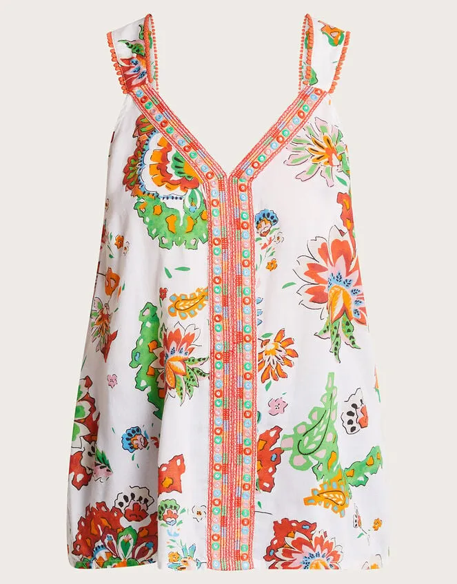 Women Embroidered Print Cami Ivory Monsoon Tops and Blouses