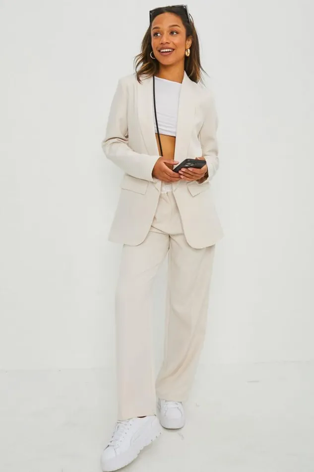 Women Ensemble 2 Pices Blazer Pantalon Beige Beige Brentiny Paris Sets With Top Bottoms Women Ensemble 2 Pices Blazer Pantalon Beige Beige Brentiny Paris Sets With Top Bottoms