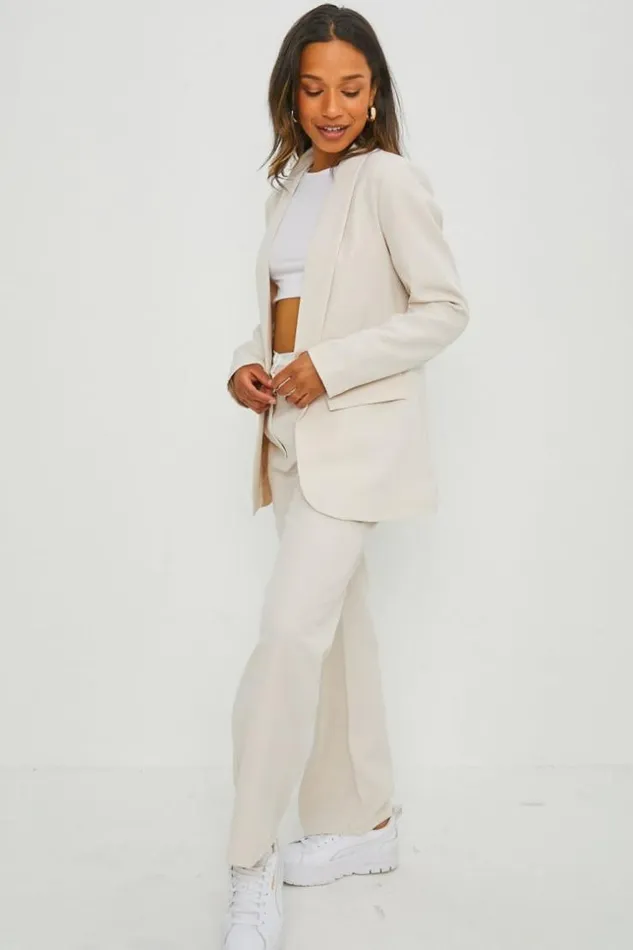 Women Ensemble 2 Pices Blazer Pantalon Beige Beige Brentiny Paris Sets With Top Bottoms Women Ensemble 2 Pices Blazer Pantalon Beige Beige Brentiny Paris Sets With Top Bottoms