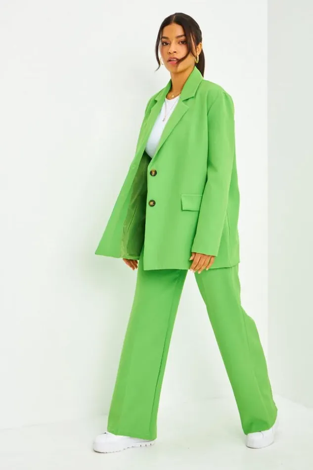Women Ensemble 2 Pices Blazer Pantalon Tailleur Vert Green Brentiny Paris Pants