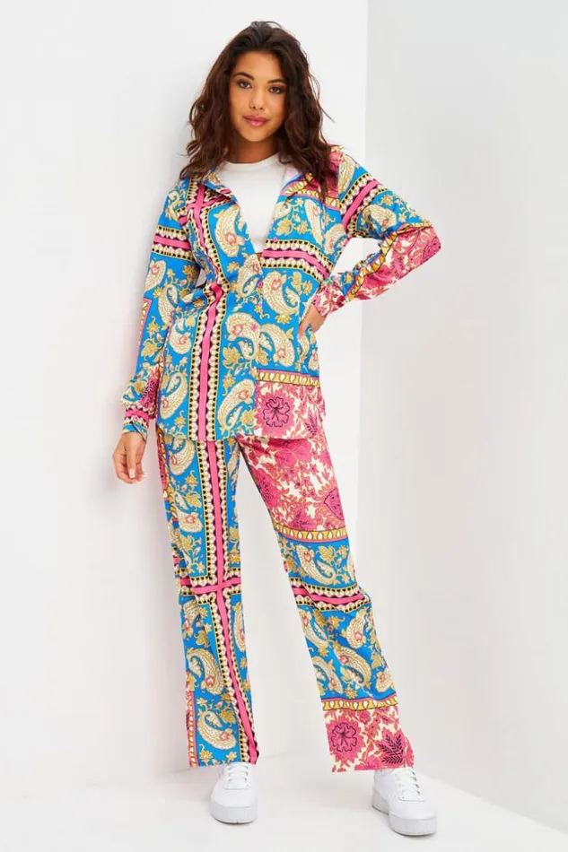 Women Ensemble 2 Pices Chemise Pantalon BleuRose Motif Baroque Et Paisley Blue Brentiny Paris Shirts and Blouses Women Ensemble 2 Pices Chemise Pantalon BleuRose Motif Baroque Et Paisley Blue Brentiny Paris Shirts and Blouses