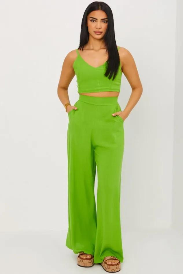 Women Ensemble 2 Pices Crop Top Pantalon Vert Clair Vertclair Brentiny Paris Sets With Top Bottoms Women Ensemble 2 Pices Crop Top Pantalon Vert Clair Vertclair Brentiny Paris Sets With Top Bottoms