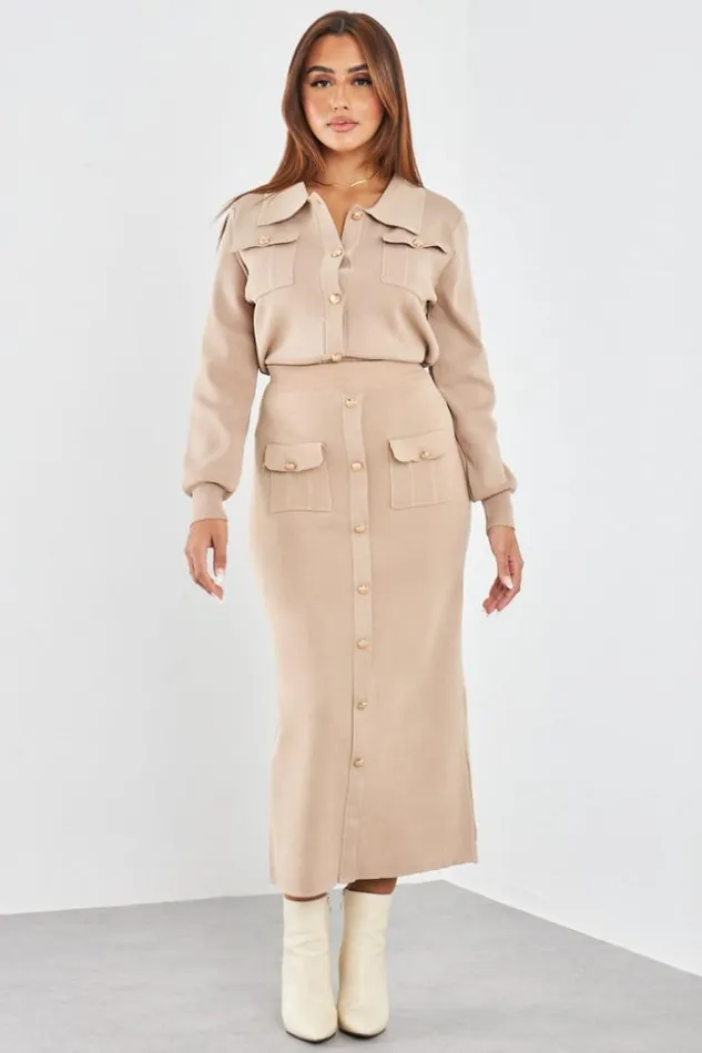 Women Ensemble 2 Pices Gilet Jupe Moulant Beige Beige Brentiny Paris Sets With Top Bottoms Women Ensemble 2 Pices Gilet Jupe Moulant Beige Beige Brentiny Paris Sets With Top Bottoms