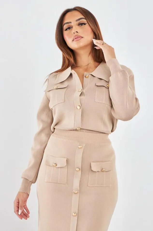 Women Ensemble 2 Pices Gilet Jupe Moulant Beige Beige Brentiny Paris Sets With Top Bottoms Women Ensemble 2 Pices Gilet Jupe Moulant Beige Beige Brentiny Paris Sets With Top Bottoms