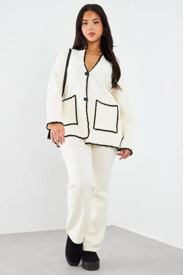 Women Ensemble 2 Pices Gilet Pantalon Beige Coutures Noires Beige Brentiny Paris Cardigans Women Ensemble 2 Pices Gilet Pantalon Beige Coutures Noires Beige Brentiny Paris Cardigans