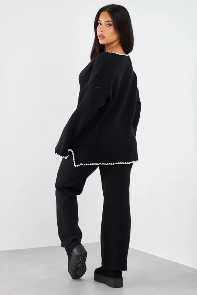 Women Ensemble 2 Pices Gilet Pantalon Noir Coutures Blanches Black Brentiny Paris White Tops Women Ensemble 2 Pices Gilet Pantalon Noir Coutures Blanches Black Brentiny Paris White Tops