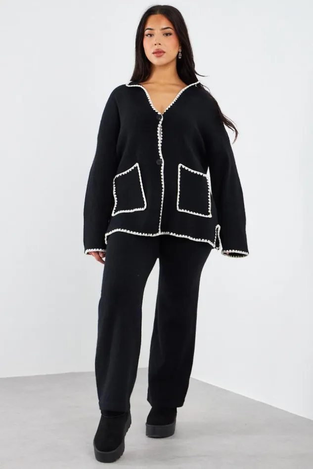 Women Ensemble 2 Pices Gilet Pantalon Noir Coutures Blanches Black Brentiny Paris White Tops Women Ensemble 2 Pices Gilet Pantalon Noir Coutures Blanches Black Brentiny Paris White Tops