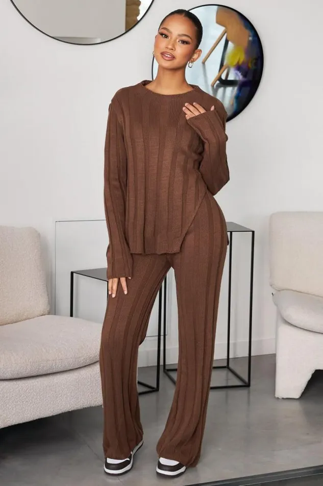Women Ensemble 2 Pices Pull Pantalon En Maille Marron Brown Brentiny Paris Sweaters and Sweatshirts Women Ensemble 2 Pices Pull Pantalon En Maille Marron Brown Brentiny Paris Sweaters and Sweatshirts