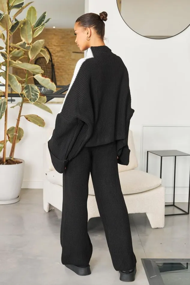 Women Ensemble 2 Pices Pull Pantalon En Maille NoirBlanc Black Brentiny Paris Sweaters and Sweatshirts Women Ensemble 2 Pices Pull Pantalon En Maille NoirBlanc Black Brentiny Paris Sweaters and Sweatshirts