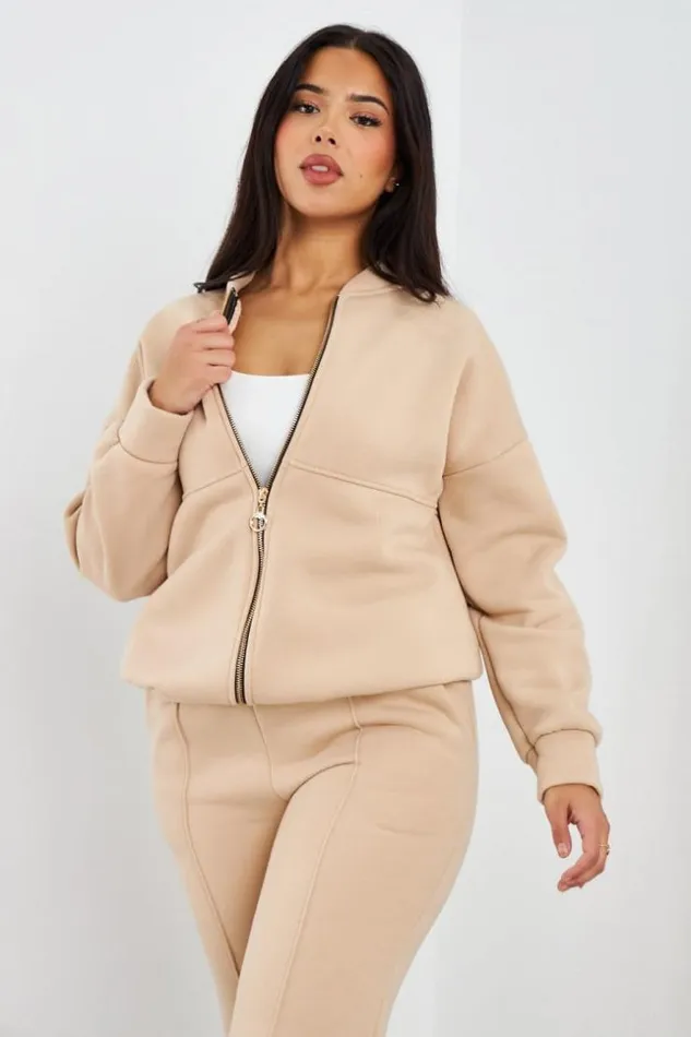 Women Ensemble 2 Pices Sweat Zipp Jogging Beige Beige Brentiny Paris White Tops Women Ensemble 2 Pices Sweat Zipp Jogging Beige Beige Brentiny Paris White Tops