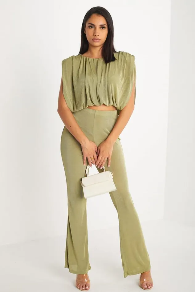 Women Ensemble 2 Pices Top Pantalon Kaki Khaki Brentiny Paris Sets With Top Bottoms