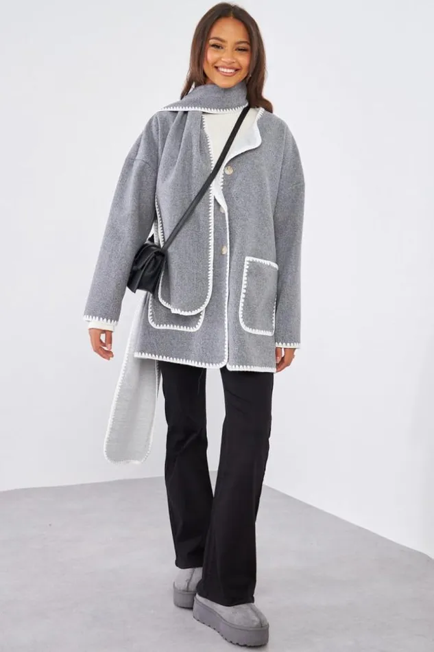 Women Ensemble 2 Pices Veste charpe Grise Couture En Relief Grey Brentiny Paris Jackets Women Ensemble 2 Pices Veste charpe Grise Couture En Relief Grey Brentiny Paris Jackets