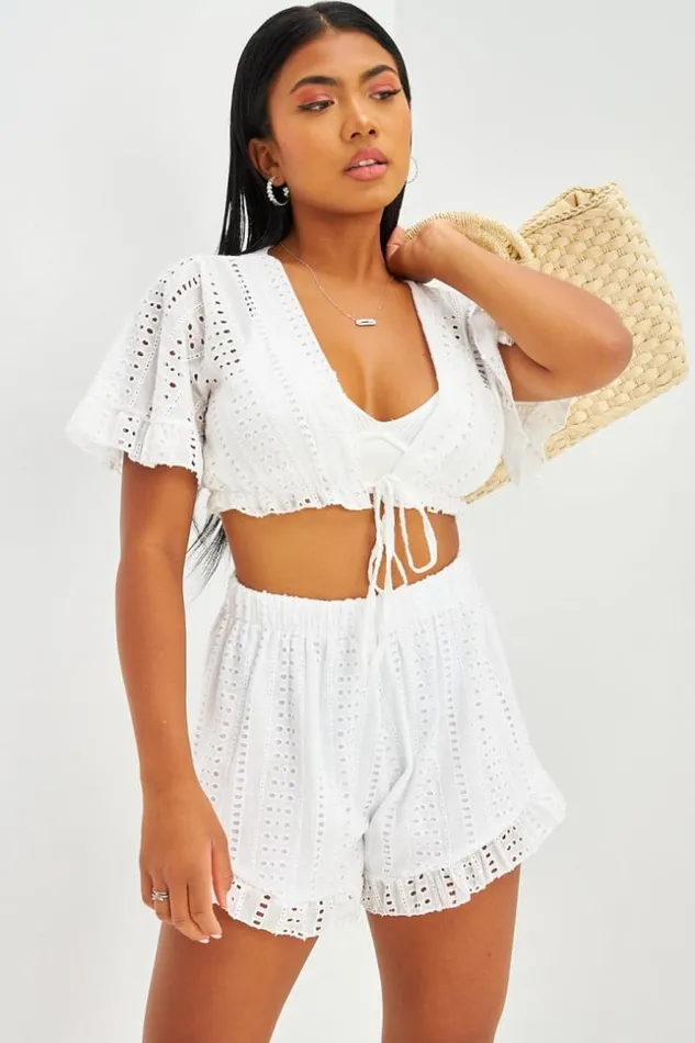 Women Ensemble Top Dcollet Short Dentelle Blanc White Brentiny Paris Sets With Top Bottoms Women Ensemble Top Dcollet Short Dentelle Blanc White Brentiny Paris Sets With Top Bottoms