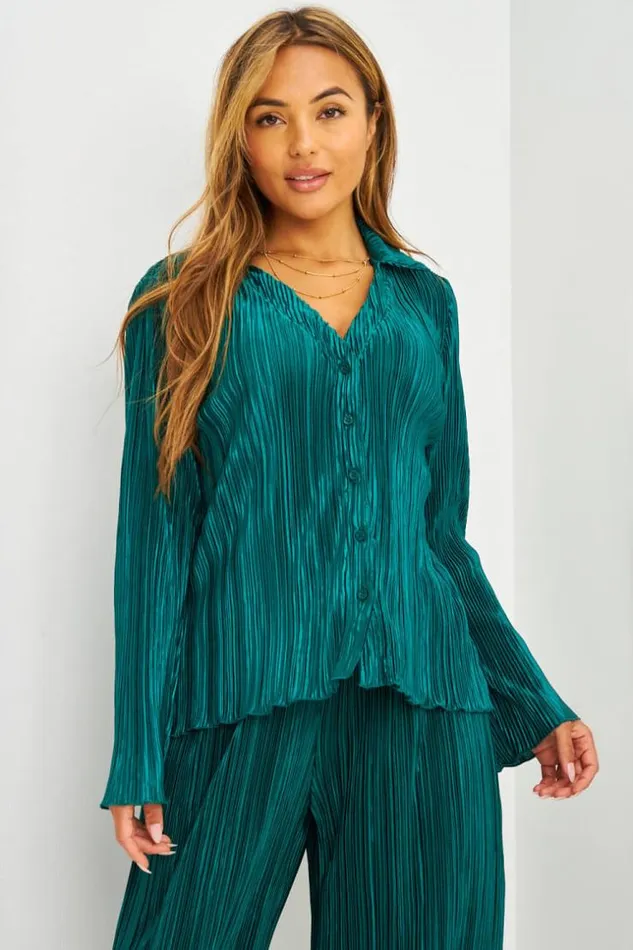 Women Ensemble Vert Clair Satin Et Pliss Chemise Pantalon Brentiny Paris Shirts and Blouses Women Ensemble Vert Clair Satin Et Pliss Chemise Pantalon Brentiny Paris Shirts and Blouses