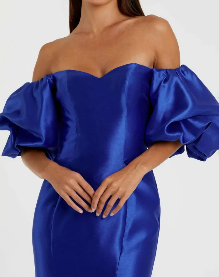 Women Evening Gowns Mac Duggal Blue Sweetheart Off The Shoulder Puff Sleeve Gown Royal Blue Women Evening Gowns Mac Duggal Blue Sweetheart Off The Shoulder Puff Sleeve Gown Royal Blue