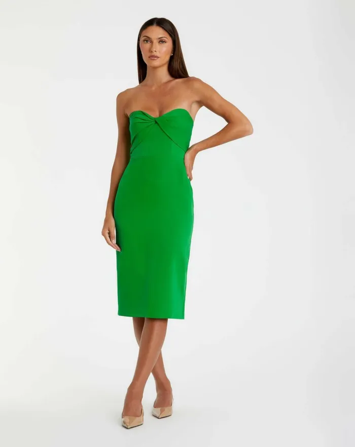 Women Every Day Dresses Mac Duggal Crepe Strapless Twist Top Fitted Midi Dress Spring Green Women Every Day Dresses Mac Duggal Crepe Strapless Twist Top Fitted Midi Dress Spring Green