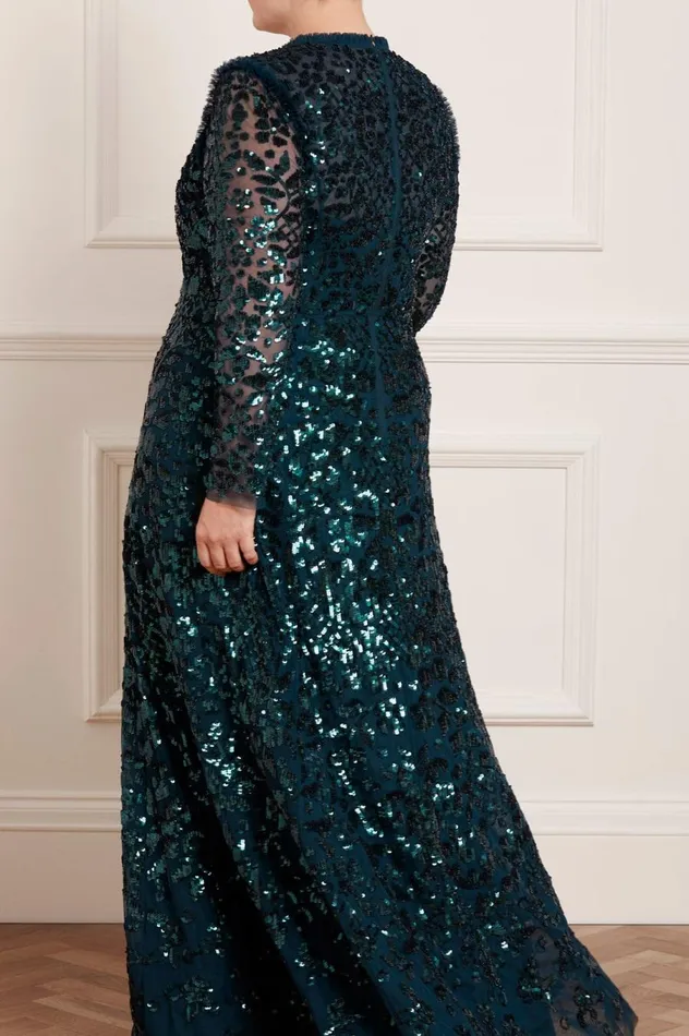 Women Exclusives Needle and Thread Aurelia Long Sleeve Gown Green