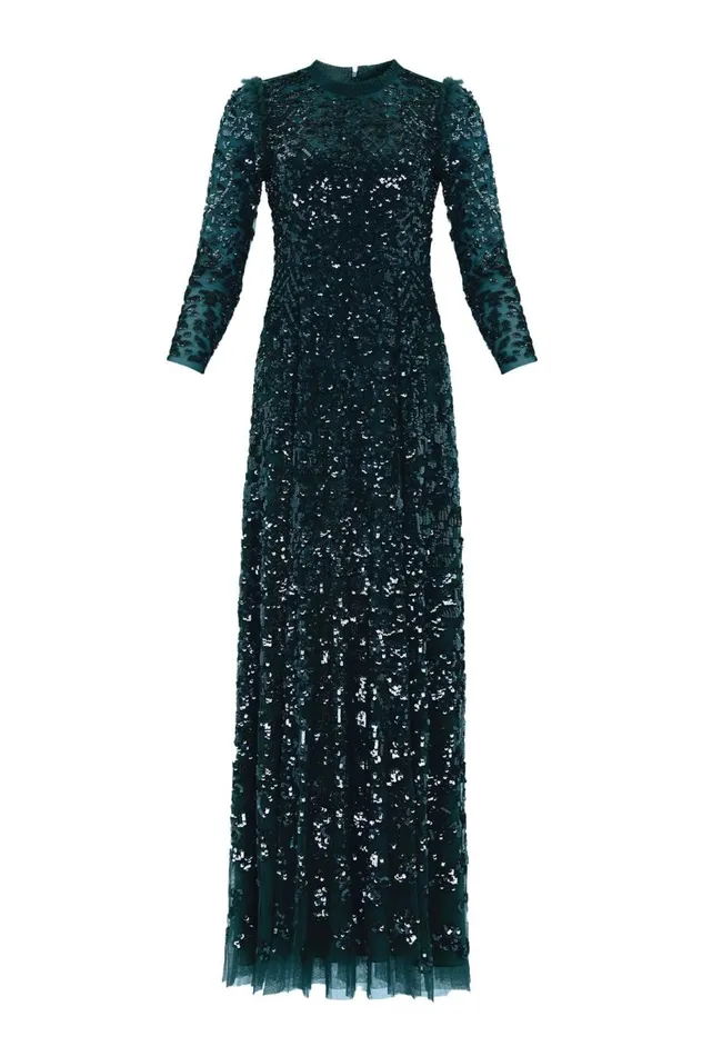 Women Exclusives Needle and Thread Aurelia Long Sleeve Gown Green