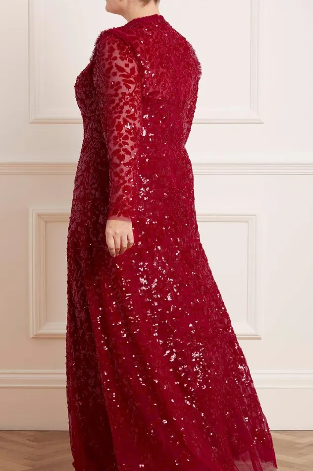 Women Exclusives Needle and Thread Aurelia Long Sleeve Gown Red