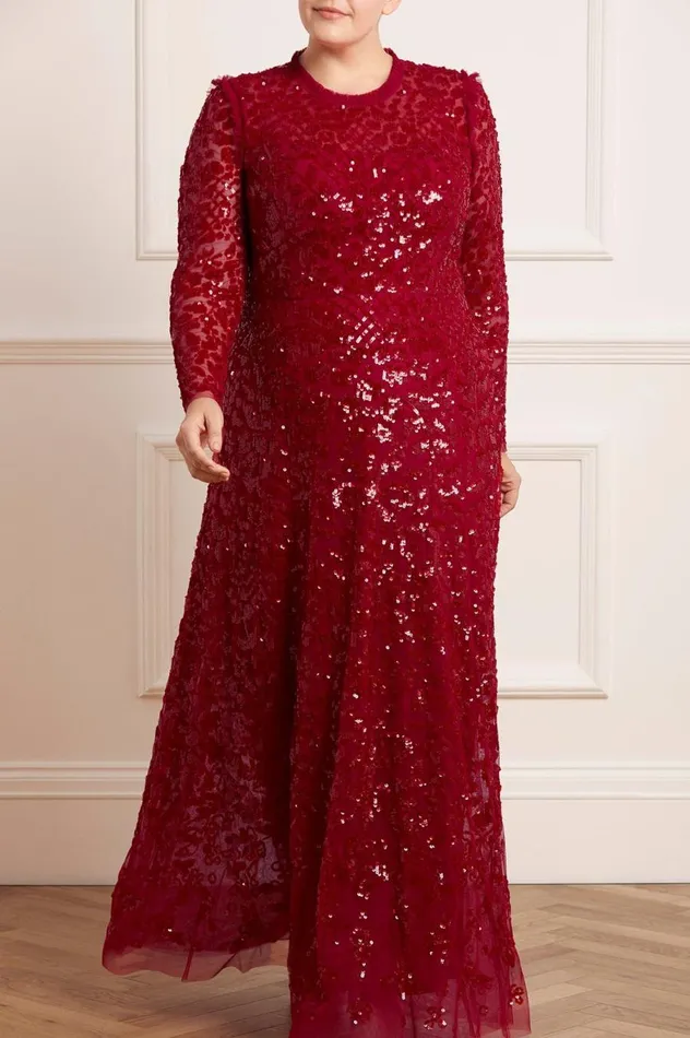 Women Exclusives Needle and Thread Aurelia Long Sleeve Gown Red