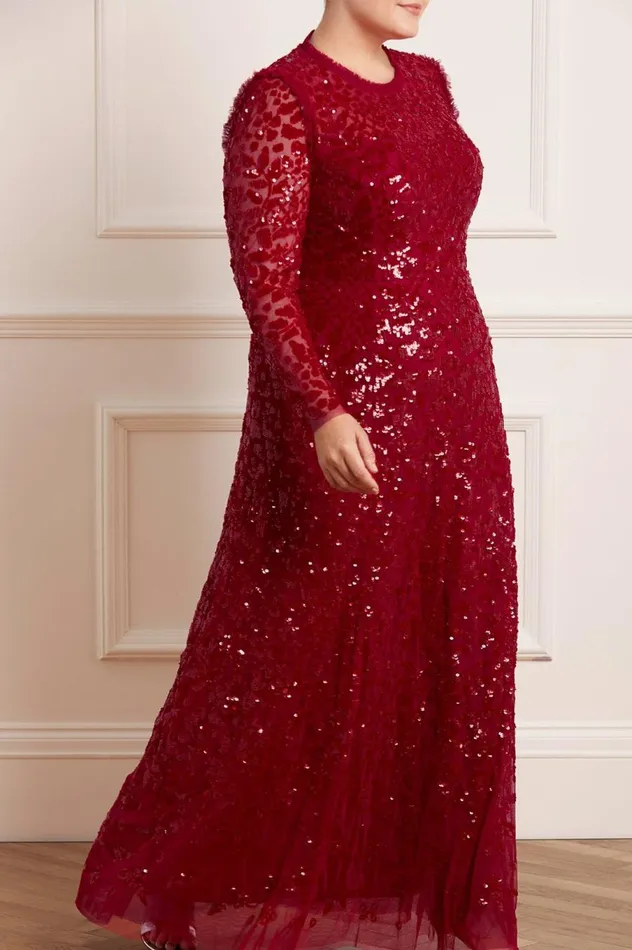 Women Exclusives Needle and Thread Aurelia Long Sleeve Gown Red