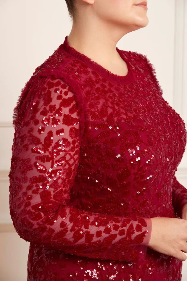 Women Exclusives Needle and Thread Aurelia Long Sleeve Gown Red