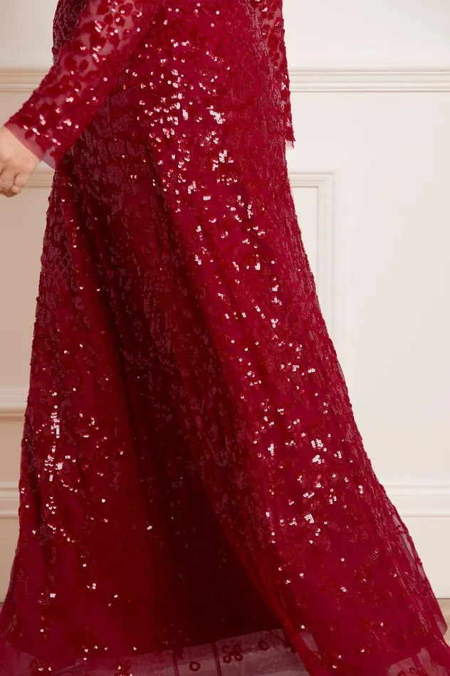 Women Exclusives Needle and Thread Aurelia Long Sleeve Gown Red
