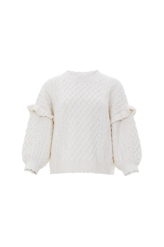 Women Exclusives Needle and Thread Elsie Cable Short Jumper Champagne
