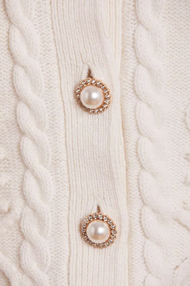 Women Exclusives Needle and Thread Flower Applique Short Cardigan Champagne