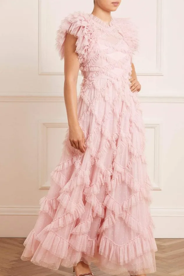 Women Exclusives Needle and Thread Genevieve Ruffle Gown Pink