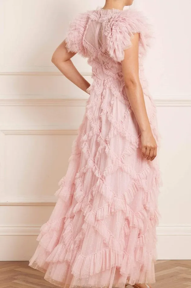 Women Exclusives Needle and Thread Genevieve Ruffle Gown Pink