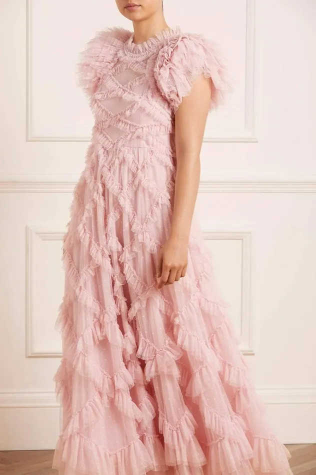 Women Exclusives Needle and Thread Genevieve Ruffle Gown Pink