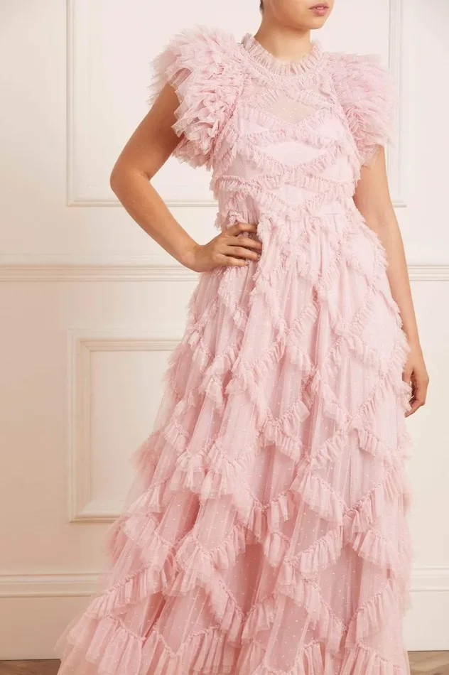 Women Exclusives Needle and Thread Genevieve Ruffle Gown Pink