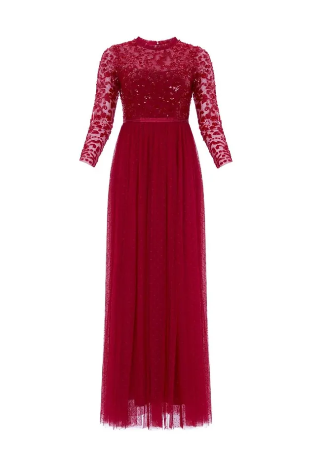 Women Exclusives Needle and Thread Tempest Bodice Ankle Gown Red