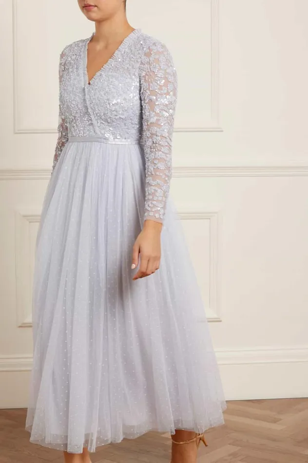 Women Exclusives Needle and Thread Tempest Bodice VNeck Ankle Gown Blue