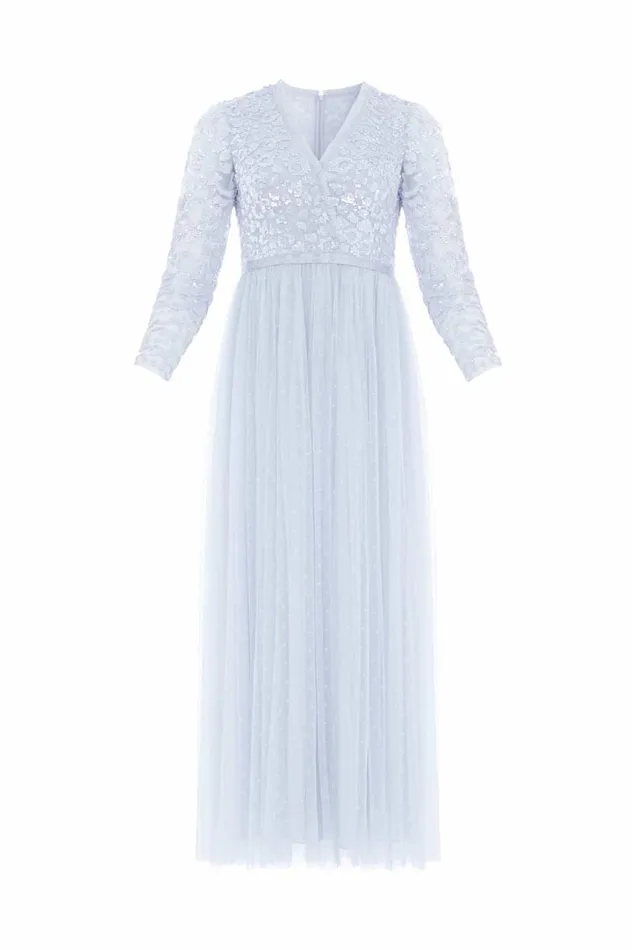 Women Exclusives Needle and Thread Tempest Bodice VNeck Ankle Gown Blue
