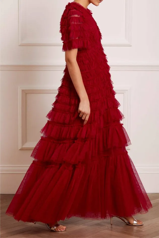 Women Exclusives Needle and Thread Willow Ruffle Gown Red