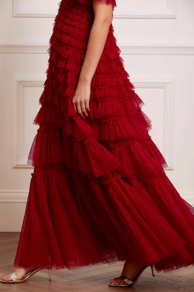 Women Exclusives Needle and Thread Willow Ruffle Gown Red